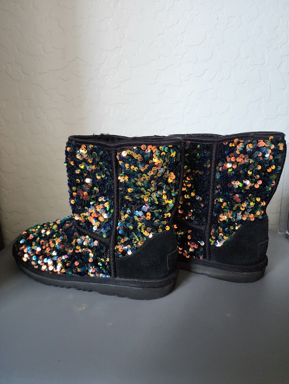 UGG Black Short Sequin Accent Boots